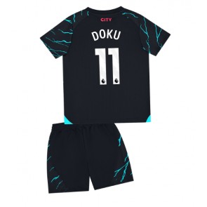 Manchester City Jeremy Doku #11 Rezervni Dres za Dječji 2023-24 Kratak Rukavima (+ kratke hlače)